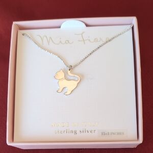 NEW Mia Fiore Sterling Silver Cat Kitten Necklace